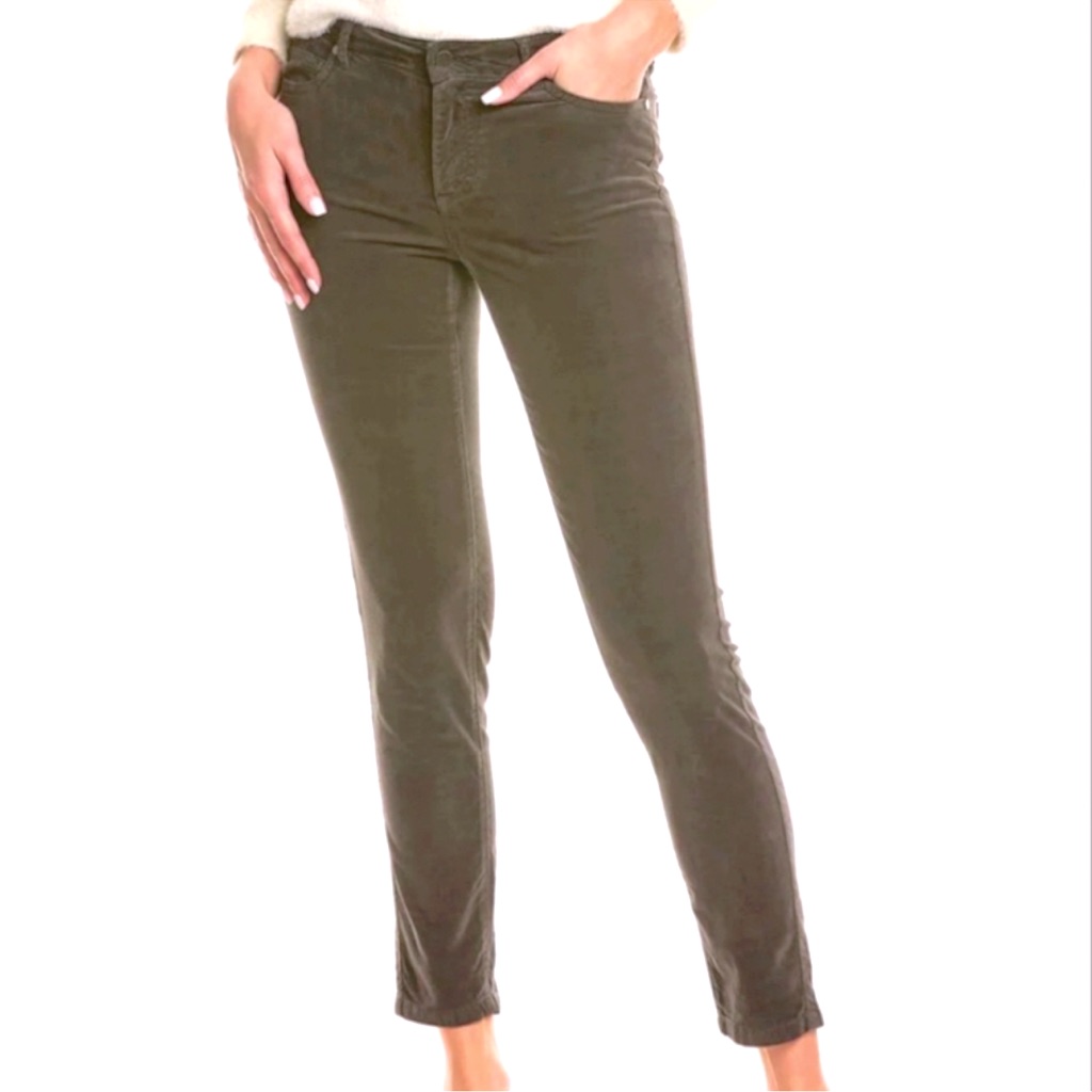 J Mclaughlin Watson Brown Velvet Skinny Leg Luxury Pants Size 14 Stretch Soft